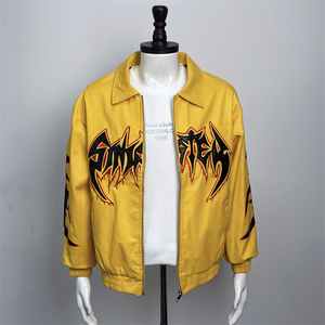 Veste en cuir PU légère unisexe, col à revers, broderie 3D, imperméable, coupe-<span class=keywords><strong>vent</strong></span>, équipement <span class=keywords><strong>de</strong></span> moto rembourré - Product Image 1