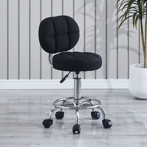 Makeup and nail salon counter with adjustable height rotating and movable backrest household <b>round</b> <b>stool</b> with wheels - Product Image 3