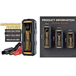 Многофункциональное пусковое устройство 12В с аккумулятором, 4000А, QC18W, 24000 мАч, для запуска автомобиля - Product Image 2