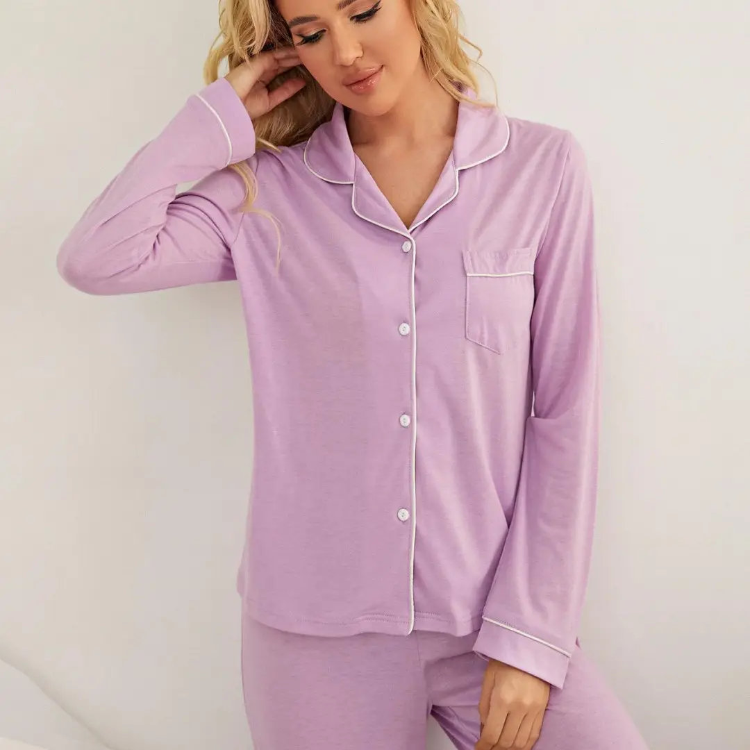 Soft Model Jersey Fabric Custom Wholesale Women Sleepwear Pajama