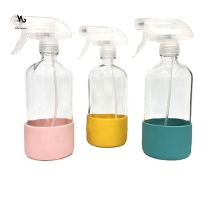 Bouteille en verre <span class=keywords><strong>de</strong></span> pulvérisation 16oz, avec marques à étiquette, pulvérisateur blanc et housse <span class=keywords><strong>de</strong></span> protection <span class=keywords><strong>de</strong></span> manchon en silicone - Product Image 4