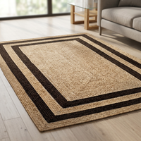Tapis plat épais en fibres de jute naturelles, style moderne, petite taille (0,4-0,6 po) Tapis tressé réversible sur mesure pour salon extérieur