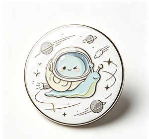 Lindo Pin Redondo de Metal Esmaltado con Diseño de Caracol Espacial, Regalo Decorativo de Dibujos Animados - Product Image 3