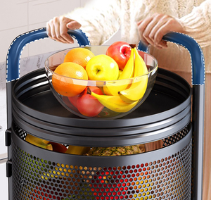 Étagère de rangement rotative à 5 niveaux en métal robuste pour fruits et légumes, chariot de cuisine <span class=keywords><strong>sur</strong></span> roulettes, sans assemblage - Product Image 5