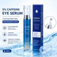 Sérum Contour des Yeux Rafraîchissant à 5% de Caféine avec Bille Roulante, au Rétinol, pour Cernes et Poches, Soin Hydratant pour les Yeux, Marque Privée