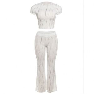 Top Hollow Out Crop Hose Skinny Suits Hosen Sets für sexy Stücke <span class=keywords><strong>Outfits</strong></span> Zweiteiliges Set Damen bekleidung - Product Image 5