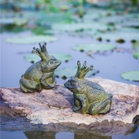 Statue de grenouille prince en fonte vintage européenne, décoration de jardin et de maison