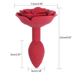 Plug Anal en forme de fleur de rose Plug Anal en Silicone souple Rouge Noir Rose Violet Rose Sex Toys Anal - Product Image 2