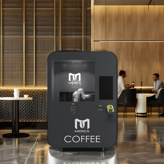 AI New Automatic Coffee Printing Robot Arm Vending Machine Robot Barista Touch Screen Thermoelectric Cooling Coin Operated