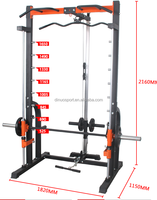 Dinuo Factory Supply High Polea Power Squat Rack Barbell Stand Smith Machine Lat Pull Down Low Row Plate Loaded Machine