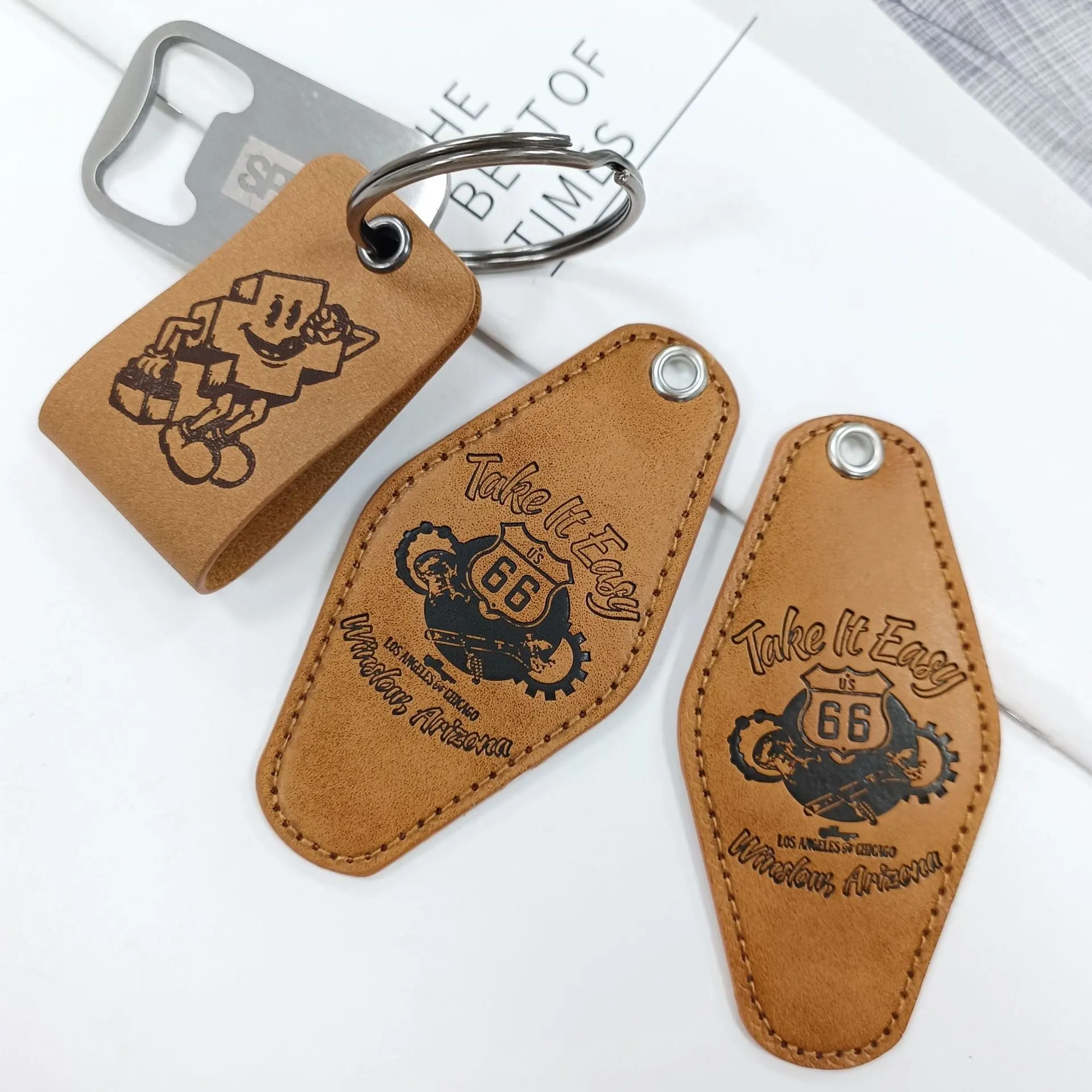 Custom High Quality PU Leather Puller Llavero De Cuero Real Genuine Leather Handle Puller Keychain