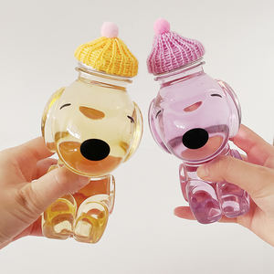 Monouso trasparente forma di cane Pet bottiglie di plastica per bere freddo birra caffè e latte tazza di tè imballaggio con coperchio sigillo - Product Image 6