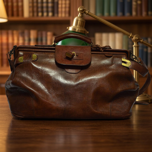Bolso de Mano de Viaje Funcional y Elegante para Mujer, Color Marrón, de Piel de Becerro Premium, con Cierre, Forma de Cubo, Placa Dorada, Tienda Biyadina - Product Image 2