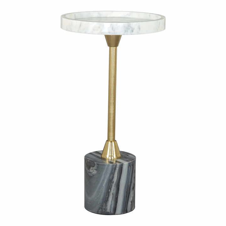 HMS 22\" Round Pedestal End Table Gold Gray and White Marble with Iron for Living Room Furniture