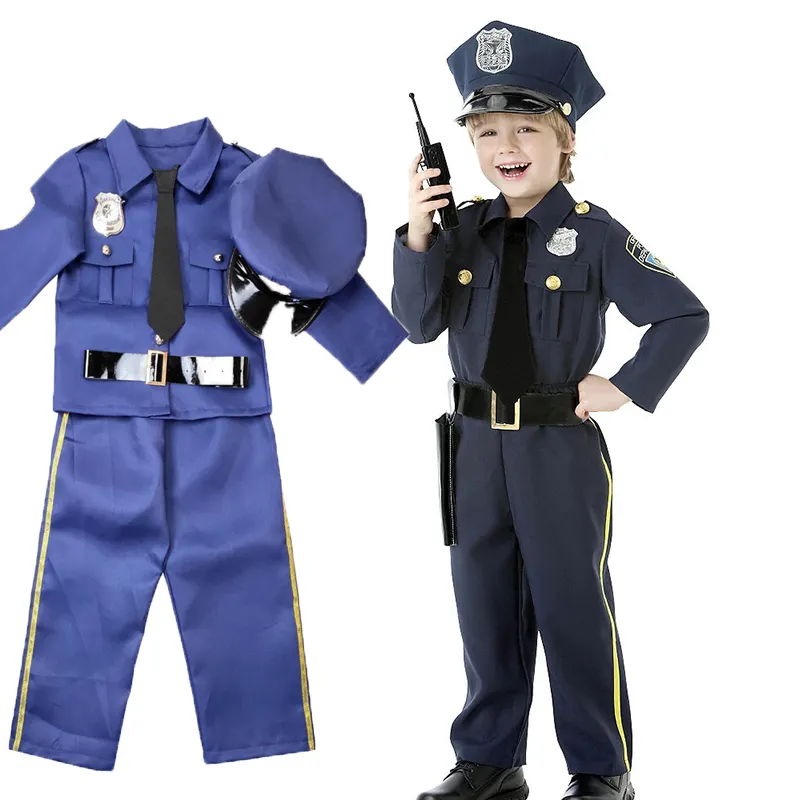 FuYu Costume della polizia di alta qualità per bambini vestire e giocare di ruolo abiti da carriera con manette