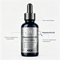 Vitamines K2+D3 OEM à l'huile de coco avec 200 mcg de K2 et 250 mcg de D3 dans l'huile de coco pour le soutien des os et du système immunitaire