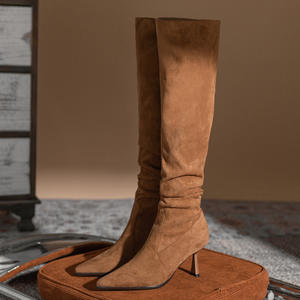 Botas de tacón alto de aguja con punta para mujer, de gamuza, por encima de la rodilla, modelo 2026 - Product Image 2
