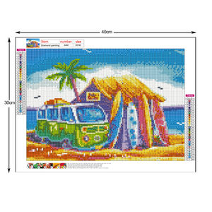 <span class=keywords><strong>ภาพ</strong></span><span class=keywords><strong>วาด</strong></span>เพชร DIY ลายบ้านพักชายหาดและรถมินิบัสบนชายหาด งานศิลปะตกแต่งผนังเพชร <span class=keywords><strong>ภาพ</strong></span><span class=keywords><strong>วาด</strong></span>ตกแต่งบ้าน - Product Image 4