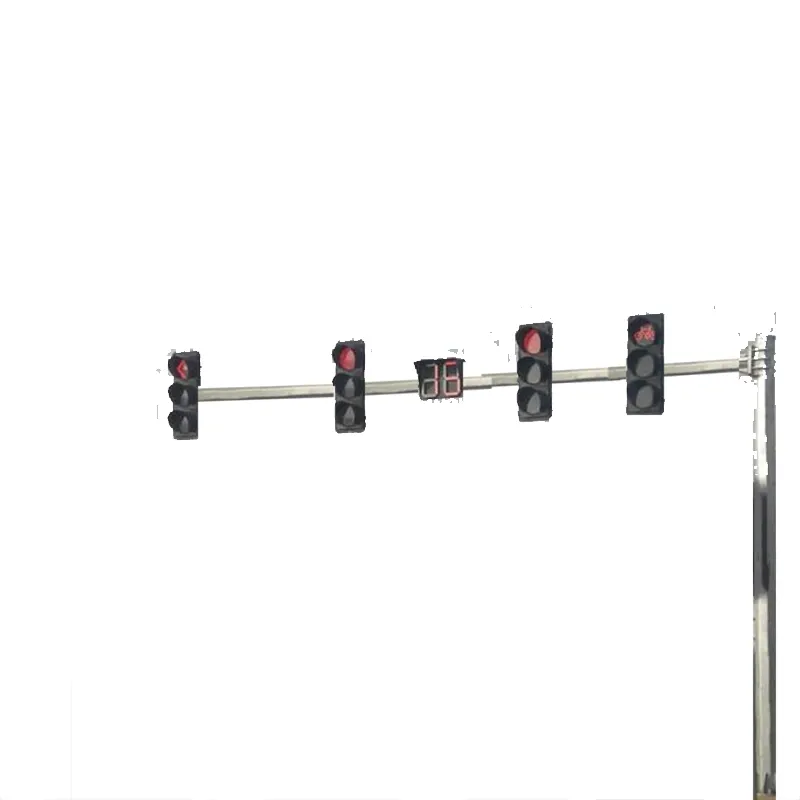 RAL Powder Coating Telescopic Traffic Lighting Post Double Arms for Crossing Road