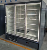 Congélateur commercial à double porte vitrée, à brancher, pour la présentation de boissons en supermarché