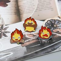 AiLi Cartoon Enamel Pin Fire Demon Enamel Pins Moving Castle Anime Brooch Lapel Pin Badge for Bag Hat Clothing Accessories