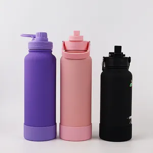 Water Bottles With Straw Handle Lid 24oz 25oz 32oz Vacuum Flask Tumbler Wide Mouth 40oz Stainless Steel Insulated Stay Hydrated