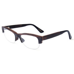 Gafas de Madera Semimontura Rectangulares para Hombre Wenzhou con Lentes AC Anti-UV Planas, Modelo 6006 - Product Image 4