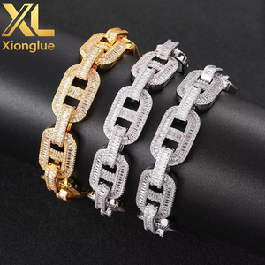 15mm Mixed Inlaid T-shaped Cubic Zirconia Pig Nose Chain High-end Hip-hop Cuban <b>Bracelet</b> Men's Accessory Custom-made - Product Image 6