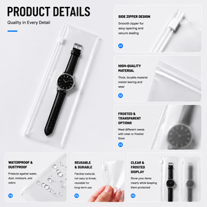 Correa de Reloj Larga de Plástico PVC Transparente, Bolsa de Plástico Moderna para Accesorios, Bolsa Transparente con Cierre para Reloj - Product Image 2