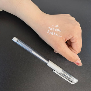 Stylo marqueur cutané PMU blanc rose, crayon gel dessiné à la main pour microblading, cartographie des sourcils et du visage, maquillage permanent - Product Image 5