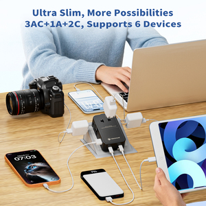 Adaptateur de voyage universel Wontravel 45W 6 ports, mini adaptateur de voyage fin et compact pour les voyages - Product Image 2