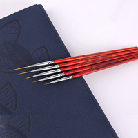Lot de 6 pinceaux à manche en bois pour nail art, super fins, pour dessin, peinture, gel et liner