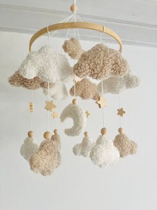 Nuvole mobili per bambini tessuto <span class=keywords><strong>Ecru</strong></span> naturale per decorazione culla - Product Image 5