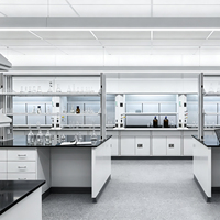 Meubles de laboratoire modernes ergonomiques, poste de travail en résine phénolique, table confortable pour l'école, stockage de produits chimiques, résine époxy