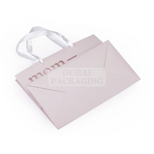 Grand sac d'emballage pour cadeau de shopping Goody sac de transport en papier rose nude personnalisé de grande taille adapté au bébé et à l'emballage du produit maternel - Product Image 3
