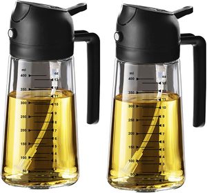 Pulvérisateur d'huile d'olive en verre 2-en-1 de 470 ml (16 oz) pour friteuse à air, salades, barbecue – Ustensile de cuisine pour la cuisson - Product Image 1