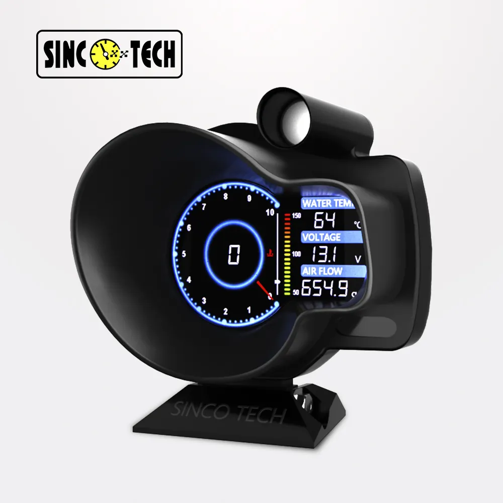 Sinco Tech Universal OBD ii OBD2 Auto Meter Gauge LCD Display 18-in-1 Speedometer Smart Digital Tachometer (DO916-OBD)