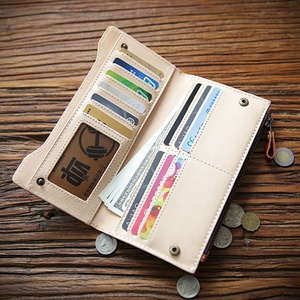 Luxury Handmade Italian Vegetable Tanned Leather Wallet Zipper <b>Pocket</b> Leather Women Wallet - Product Image 5