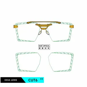 EXIA NY28ACUT6 بدون إطار قطع نظارات شمسية عدسات لون الطاووس الأخضر المتدرج UV400