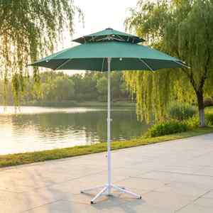 Parasol de patio classique, rayon de 150 cm, armature en fibre de verre, tissu polyester résistant aux UV, pour plage, jardin, terrasse - Product Image 1