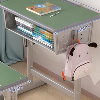 Ensemble de bureau et chaise d'école réglables avec étagère à livres et structure métallique pour l'étude à domicile et l'utilisation en classe au quotidien