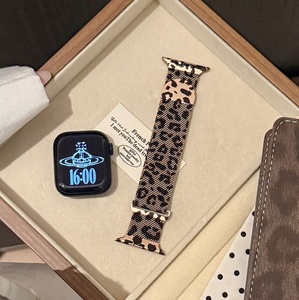<span class=keywords><strong>Bracelet</strong></span> magnétique en acier inoxydable à imprimé léopard, boucle milanaise pour <span class=keywords><strong>Apple</strong></span> <span class=keywords><strong>Watch</strong></span> séries 6/7/8/9/10/11/SE ultra 49 mm - Product Image 4