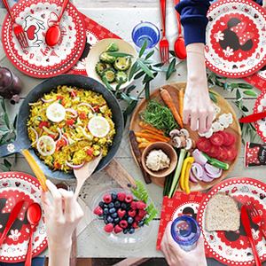 Nouveaux produits, articles de fête d'anniversaire sur le thème de <span class=keywords><strong>Minnie</strong></span> rouge les plus populaires, ensemble de <span class=keywords><strong>vaisselle</strong></span>, vente en gros - Product Image 3