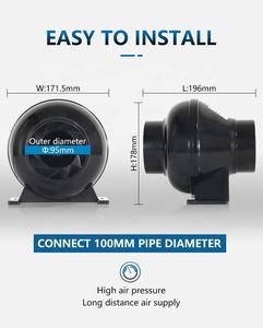 Hon & guuan พัดลมอินไลน์ท่อขนาด4นิ้ว, พัดลมแบบอินไลน์พัดลมแบบผสมเสียงเบาสำหรับห้องครัวห้องน้ำไฮโดรโปนิกส์ - Product Image 6