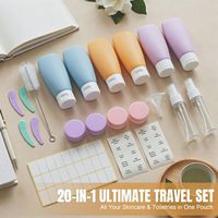 Ensemble de 20 flacons de voyage avec accessoires, contenants de voyage rechargeables pour shampoing, après-shampoing, lotion, liquides