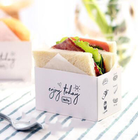 Boîtes d'emballage de toast jetables blanches personnalisées Wrap Pastry Take Away Paper Holder Sandwich Food Box