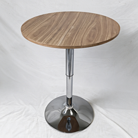 Table d'appoint ronde de restaurant de pub d'intérieur moderne à hauteur réglable Base en métal Table de bar portable à dessus en MDF facile à assembler