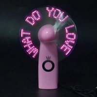 Ventilatore Elettrico Portatile Mini con Display LED, Messaggi Personalizzabili e Programmabili per Uso Domestico ed Esterno, Alimentato a Batteria