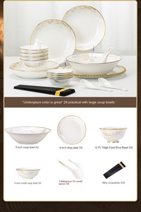 ย้ายเข้าสู่บ้านใหม่ โรงแ<span class=keywords><strong>ร</strong></span>ม <span class=keywords><strong>ร</strong></span>้านอาหาร ชุดจานชามเซรามิกหรูห<span class=keywords><strong>ร</strong></span>าสไตล์โบนไชน่า - Product Image 4