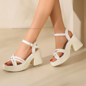 Nouvelles sandales d'été à plateforme et talon épais, mode grande taille, talons hauts à bout ouvert pour femmes - Product Image 4